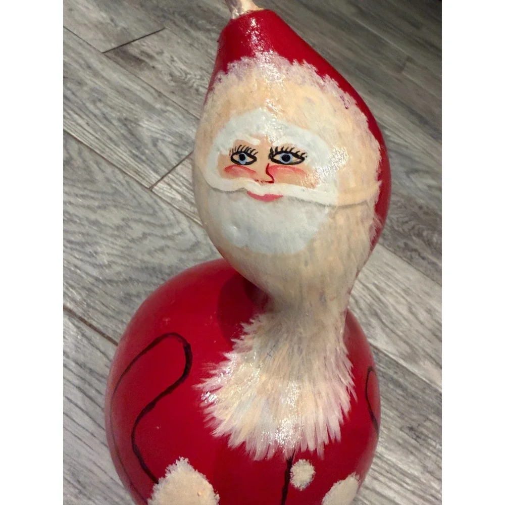 Santa Claus Gourd Hand Painted Artisan Folk Art Christmas‎ Handmade 11